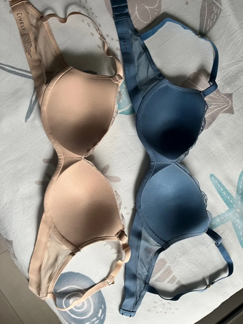 Lively Lace Underwire Bra — Blue and Nude - Picture 4 of 4